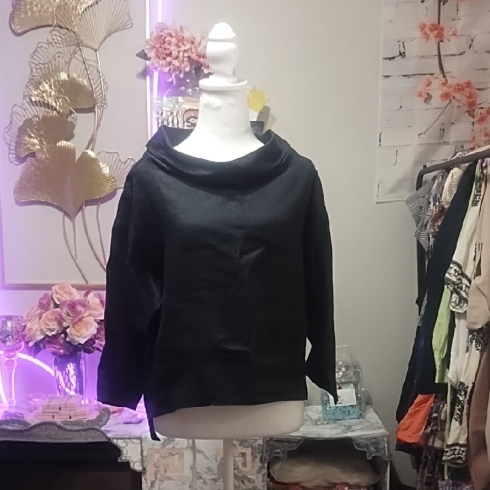 Chic Black Cowl Neck Blouse
